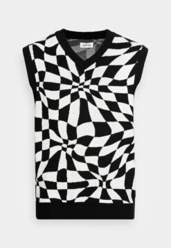 YOURTURN Distorted Check Vest Unisex - Trui - Black/White -Yourturn 0c905aaa1f764777bb0751bb5f4242ae