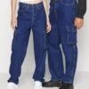YOURTURN Cargo Denim Wide Leg Unisex - Relaxed Fit Jeans - Rinsed Denim -Yourturn 7457a86341634436808153670f92cb23