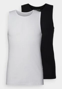 YOURTURN Slim Fit Ribbed Tank Unisex 2 Pack- Top - White/Black -Yourturn 9bef1e2c291b408494d2cd2eeb9b8cc1