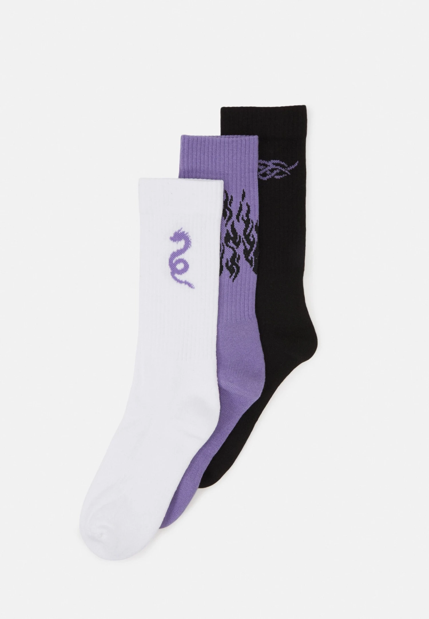 YOURTURN 3 Pack - Sokken - Black/Purple /Off-White 3 YOURTURN 3 Pack - Sokken - Black/Purple /Off-White