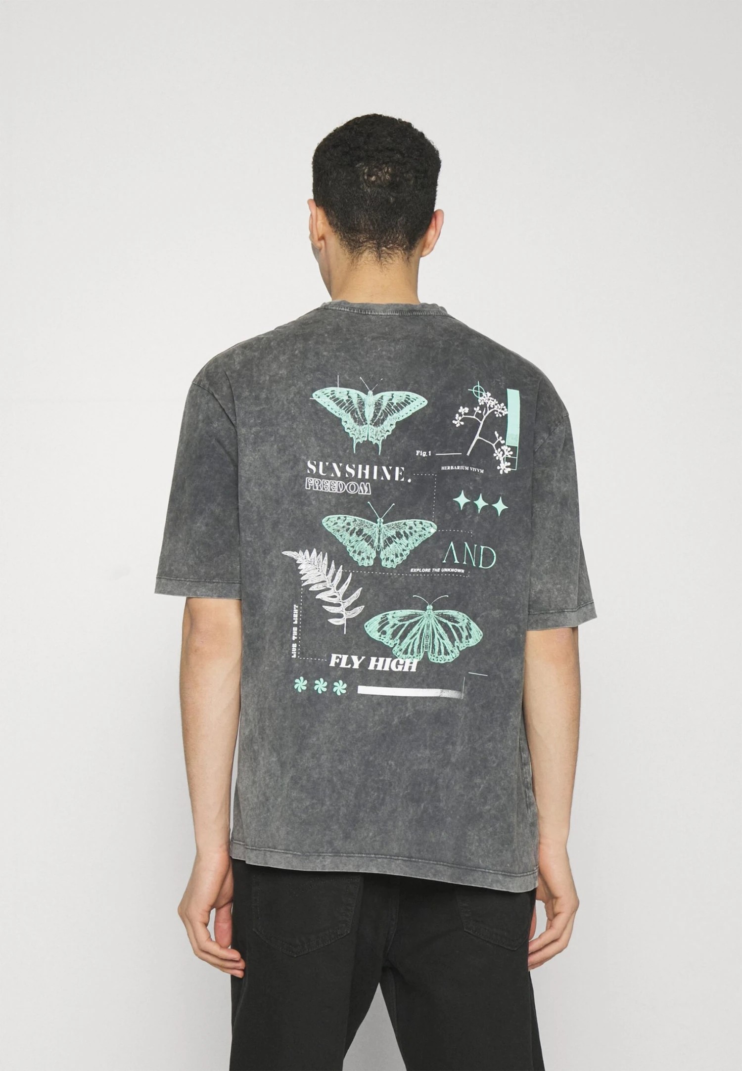 YOURTURN Unisex - T-Shirt Print - Mottled Black 3 YOURTURN Unisex - T-Shirt Print - Mottled Black