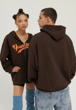 YOURTURN Unisex - Sweater Met Rits - Dark Brown -Yourturn defff32f62974a92bc7d6d90fe0389c3