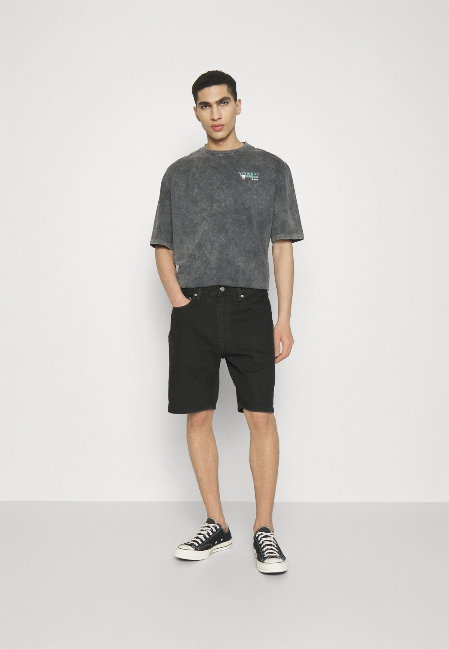 YOURTURN Unisex - T-Shirt Print - Mottled Black 4 YOURTURN Unisex - T-Shirt Print - Mottled Black - Afbeelding 2