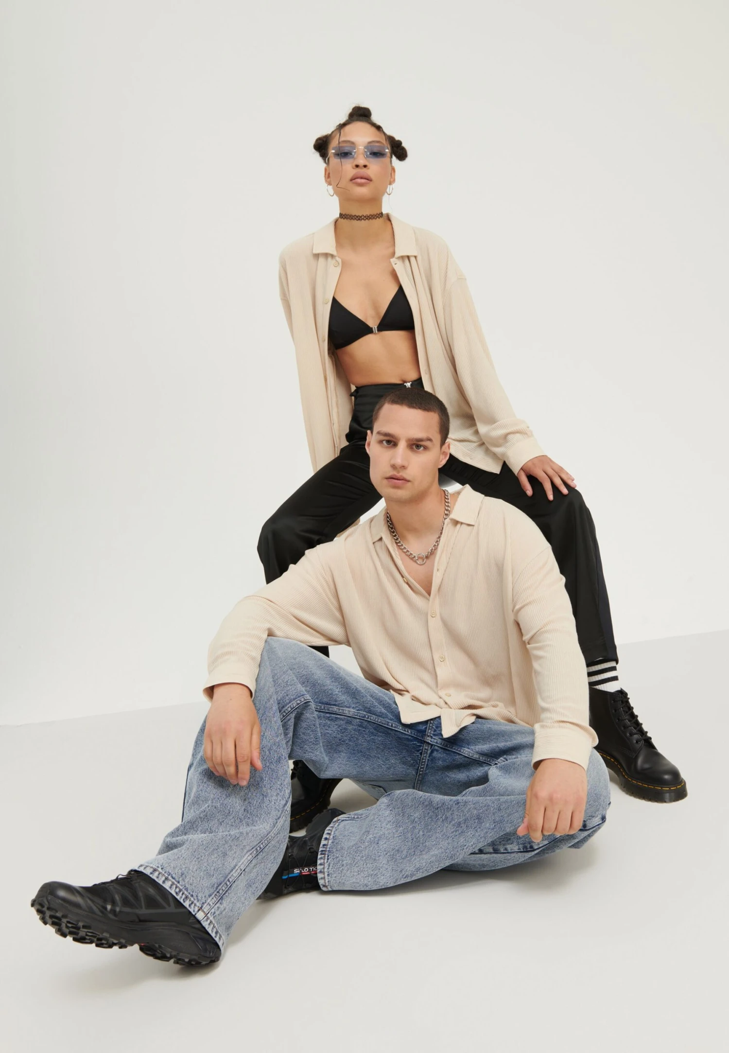 YOURTURN Unisex - Overhemdblouse - Beige 4 YOURTURN Unisex - Overhemdblouse - Beige - Afbeelding 2